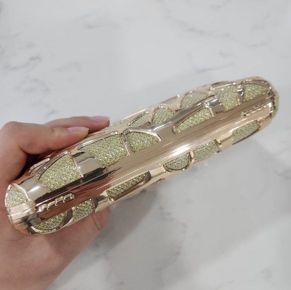 Fawziya Gold Metallic Rhinestone Evening Clutch - Picture 9 of 10